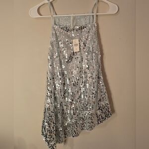 Anthropolgie Light Blue And Silver Sequin Top